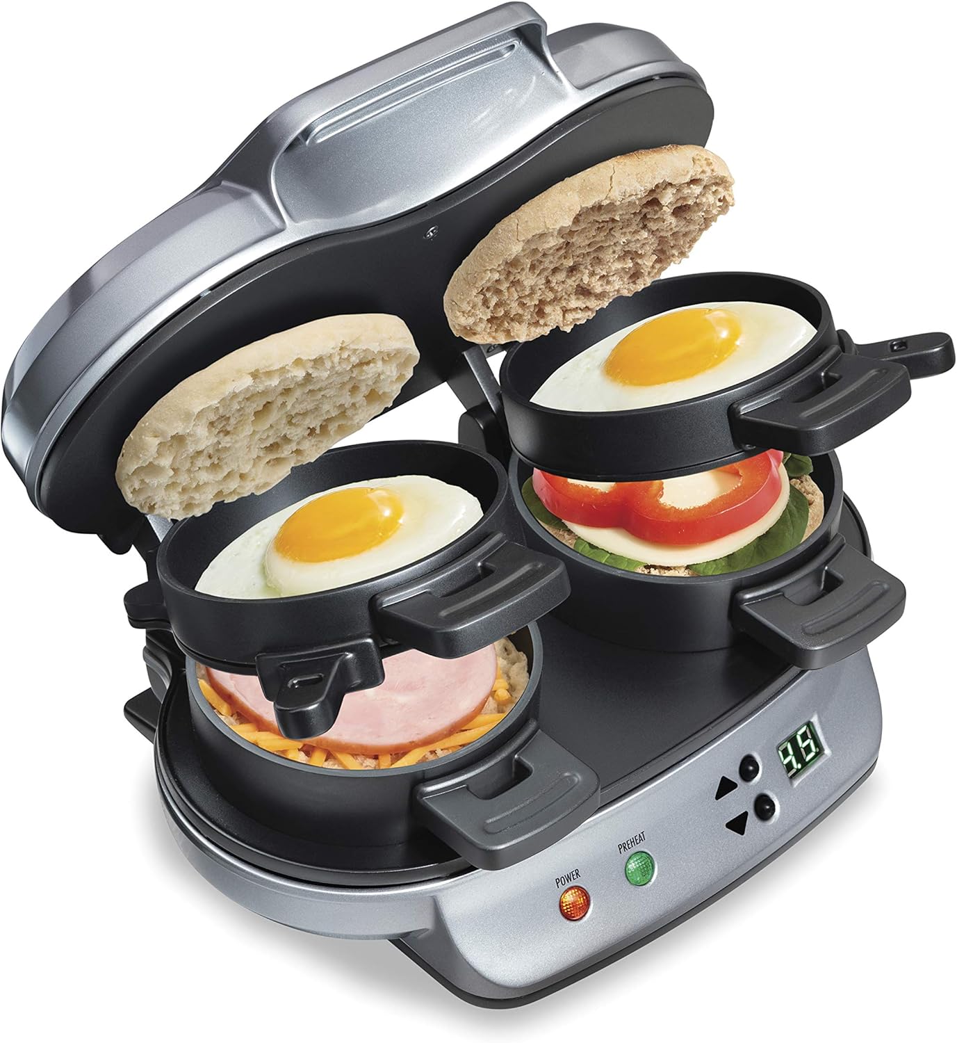 Breakfast Sandwich Maker - Dual breakfast sandwich maker, 5-min fast