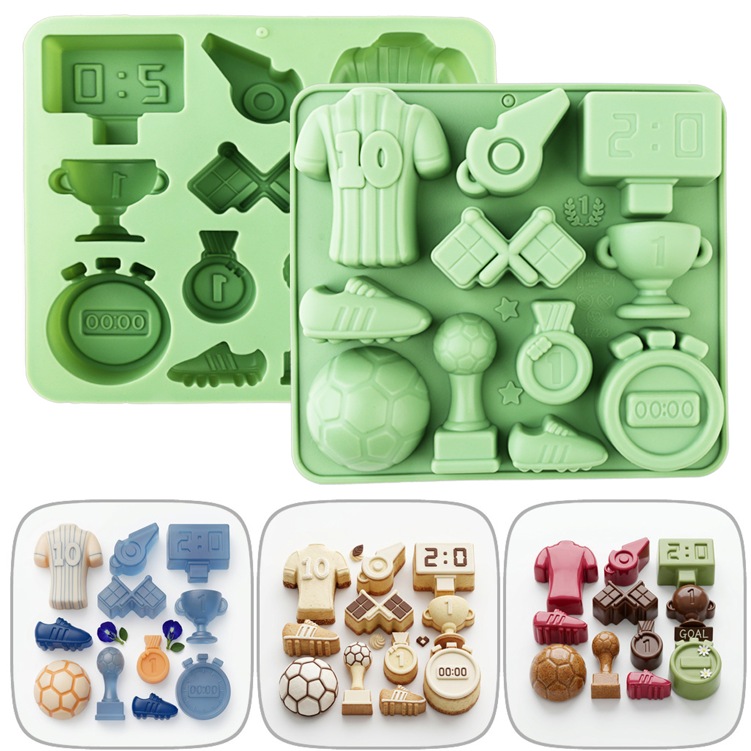 Silicone Mold Baking - 1 Green Football-Themed Silicone Baking Mold,