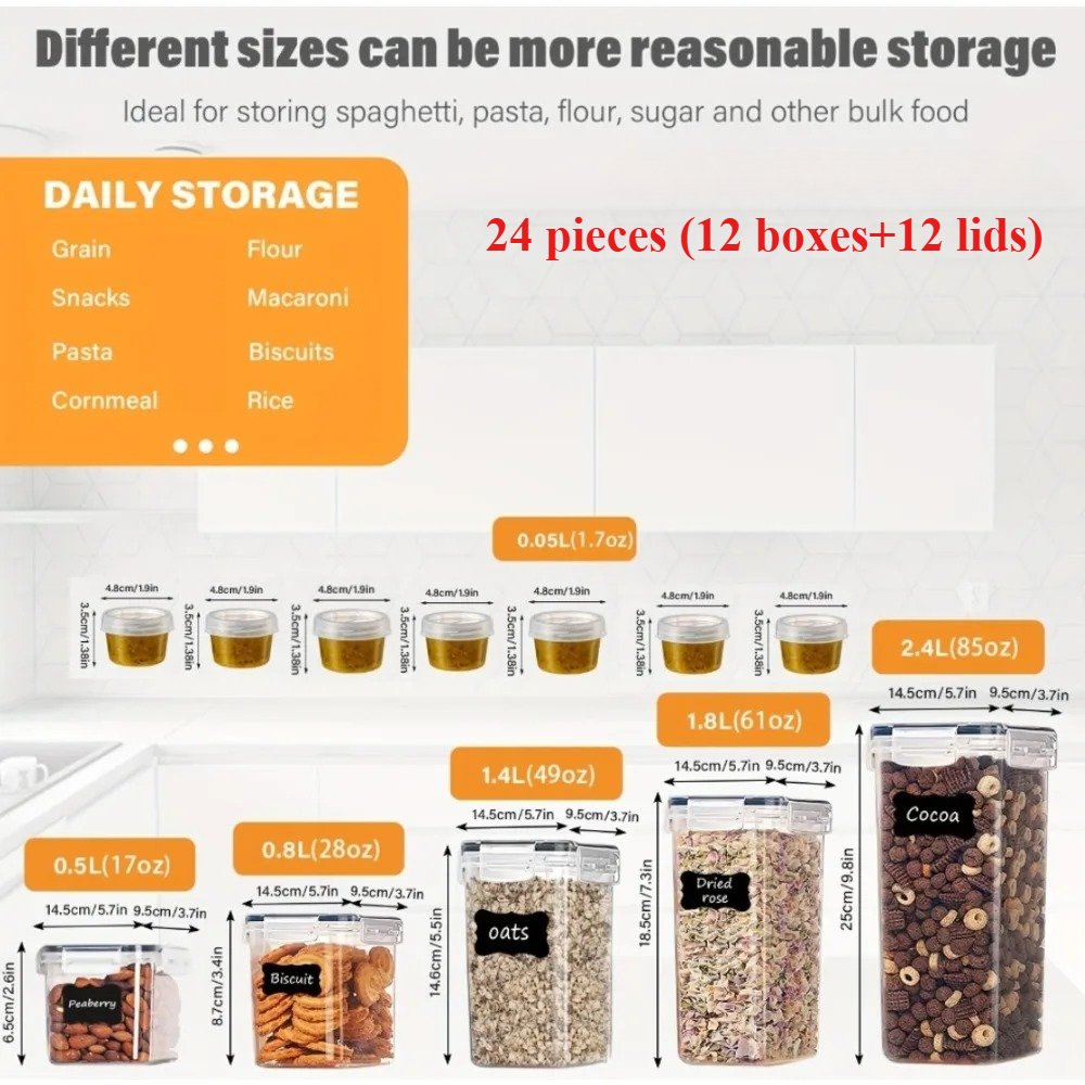 24Pcs Food Storage Containers  - Quirky Kitchen Gadgets reseña y precio