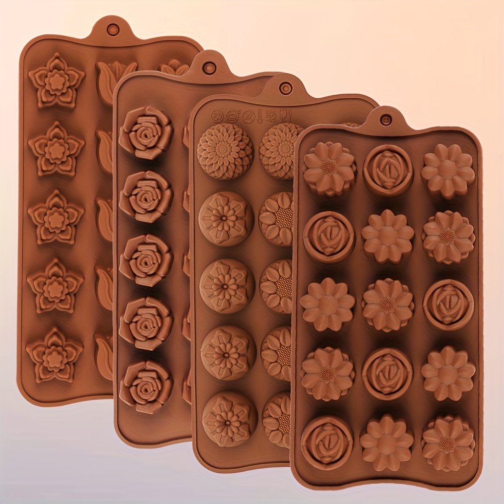 4 Flower-Shaped Chocolate Cand - Silicone Mold Baking reseña y precio