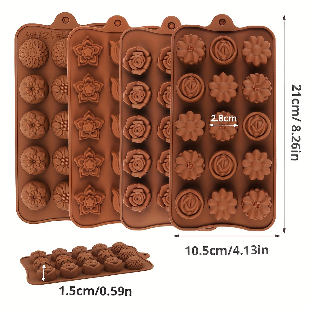 4 Flower-Shaped Chocolate Cand - Silicone Mold Baking reseña y precio