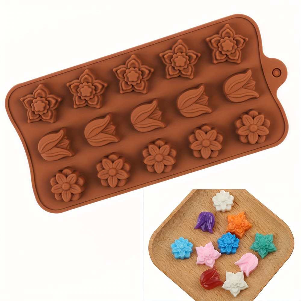 4 Flower-Shaped Chocolate Cand - Silicone Mold Baking reseña y precio