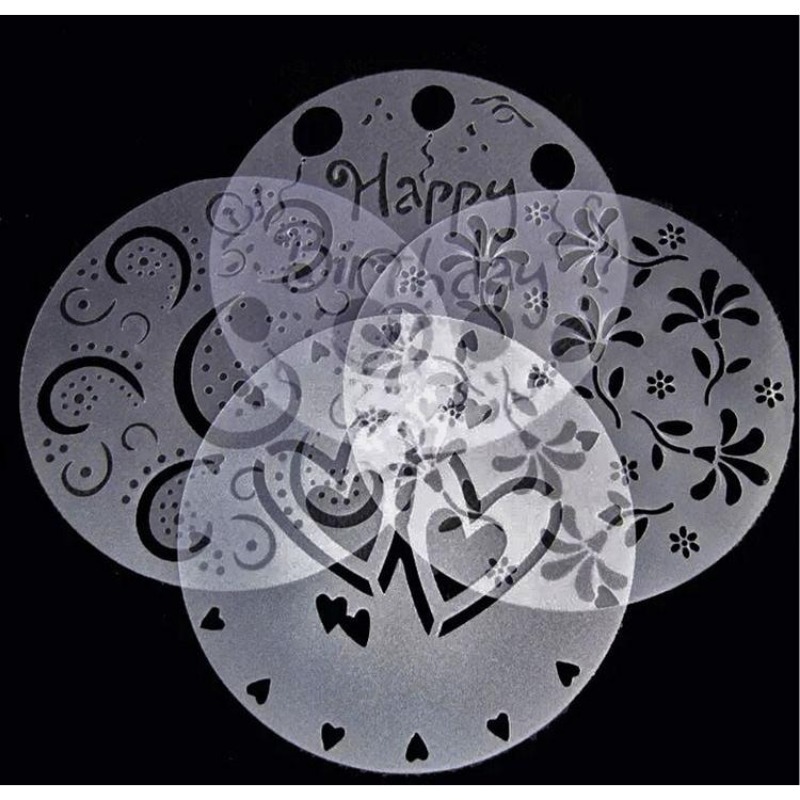 4Pieces/lot Cake Stencils Latt - Silicone Mold Baking reseña y precio