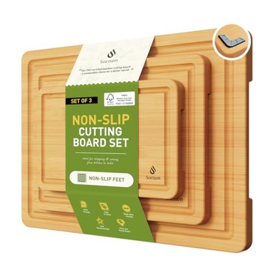 Bamboo Cutting Board Set Non S - Kitchen Gadgets You Must Have reseña y precio