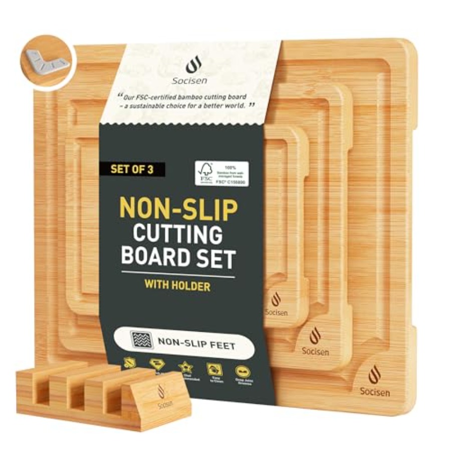 Bamboo Cutting Board Set Non S - Kitchen Gadgets You Must Have reseña y precio
