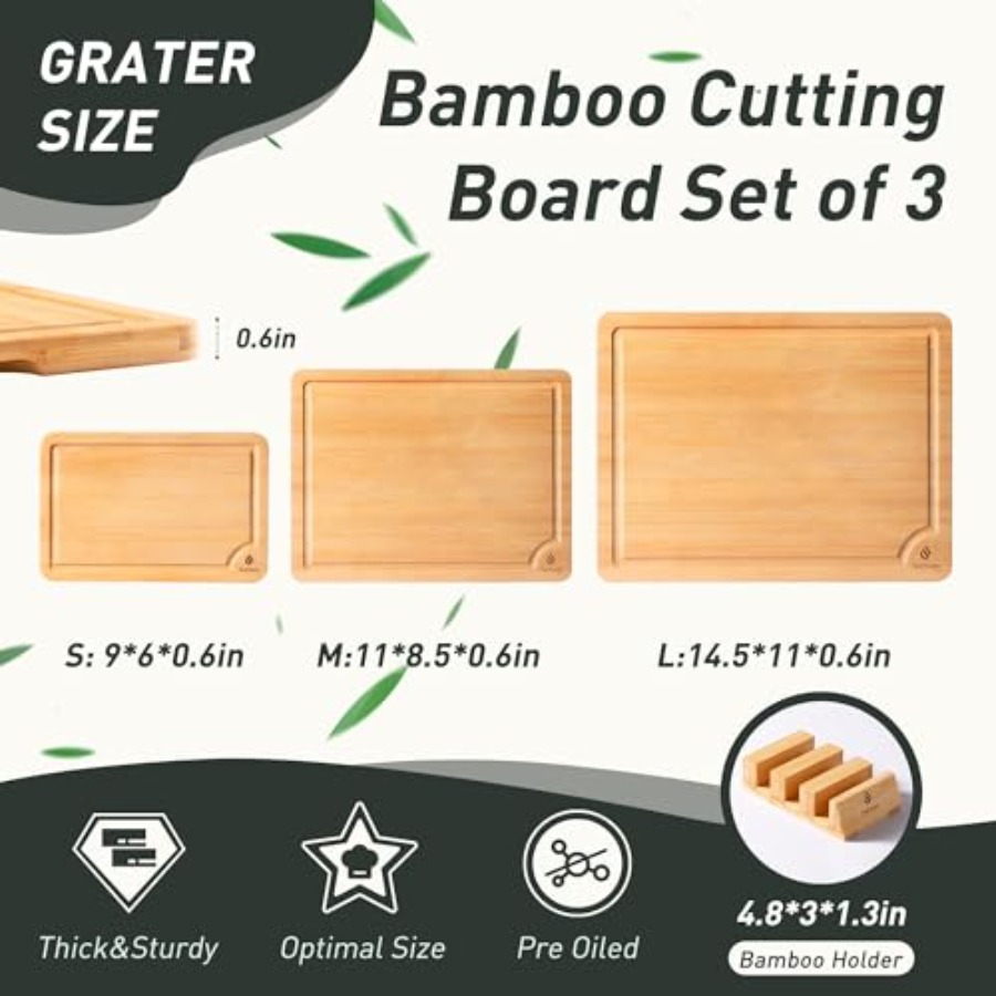 Bamboo Cutting Board Set Non S - Kitchen Gadgets You Must Have reseña y precio